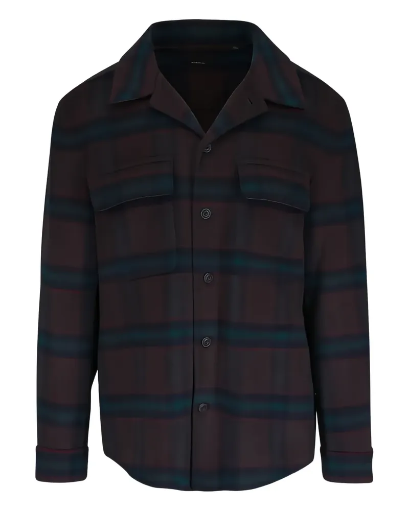 Vince Karierte Hemdjacke mit Klappentasche - Braun Braun