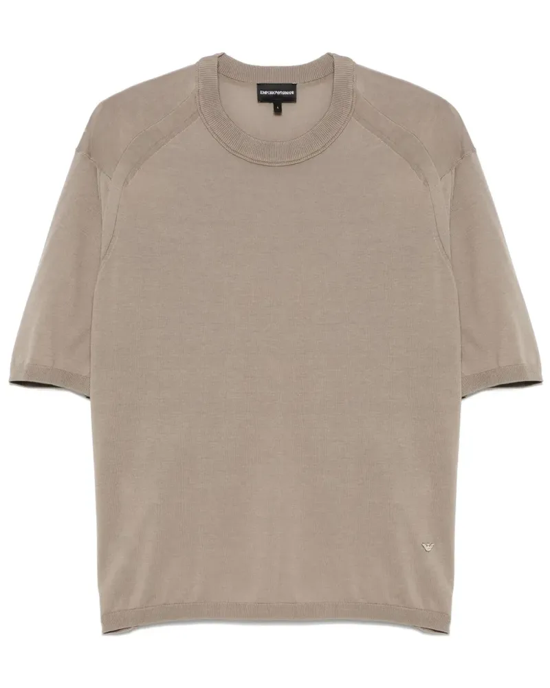 Emporio Armani Fein geripptes T-Shirt - Grün Grün