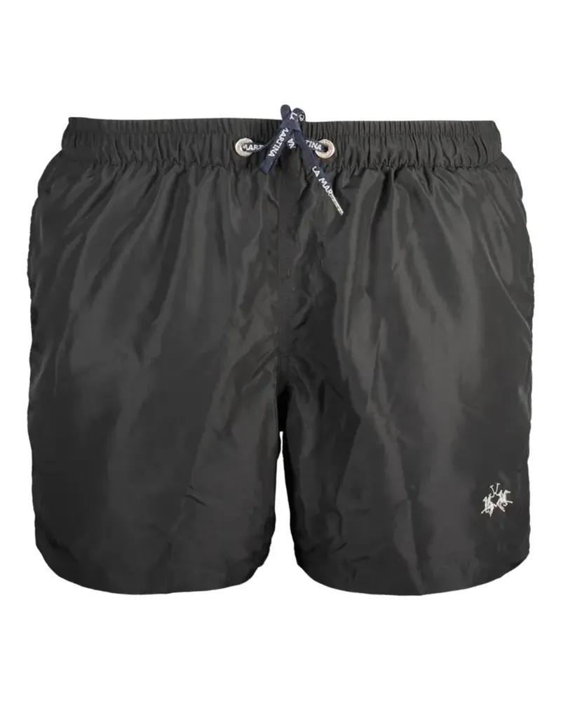 La Martina logo-embroidered drawstring swim shorts - Schwarz Schwarz