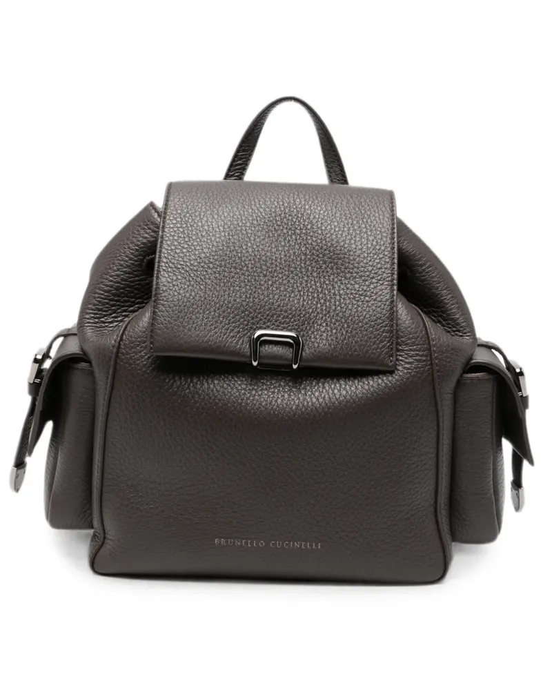 Brunello Cucinelli Sartorial grainy leather backpack - Braun Braun