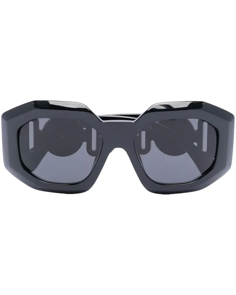 Versace Oversized-Sonnenbrille mit geometrischem Gestell - Schwarz Schwarz
