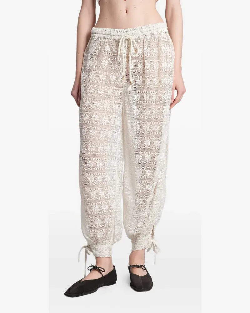 Antik Batik Dolly floral-lace drawstring trousers - Weiß Weiß