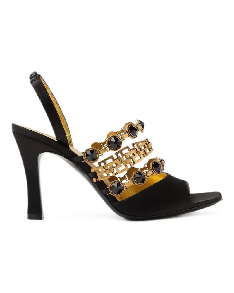 Versace Gemma Sandalen aus Satin - Schwarz Schwarz