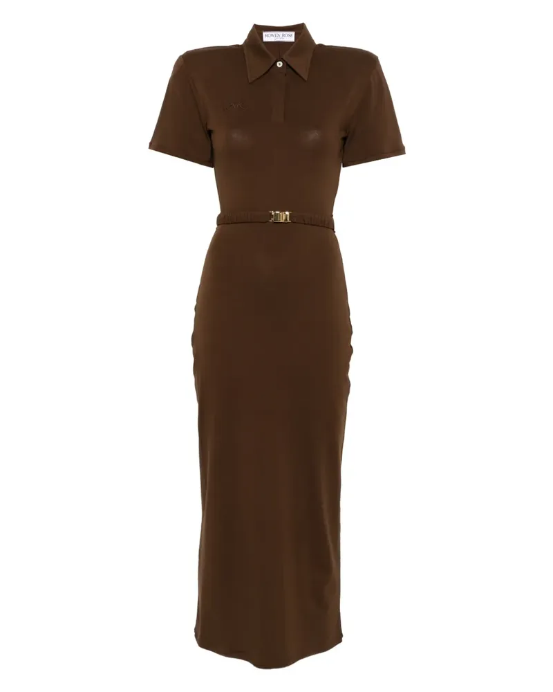 Rowen Rose Midikleid mit kurzen Ärmeln - Braun Braun