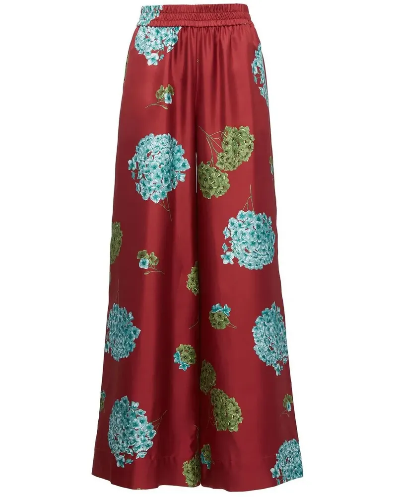 La DoubleJ Palazzohose mit Blumen-Print - Rot Rot