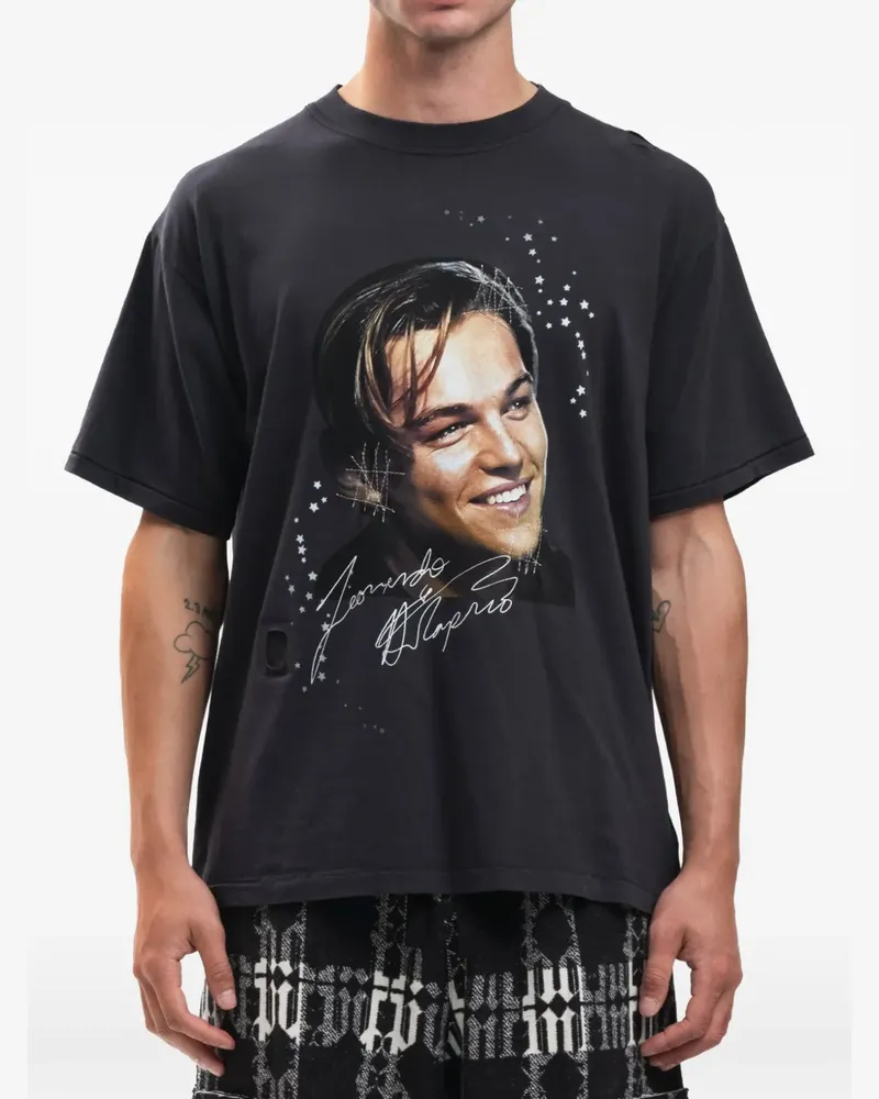 DOMREBEL Leonardo T-Shirt mit grafischem Print - Schwarz Schwarz