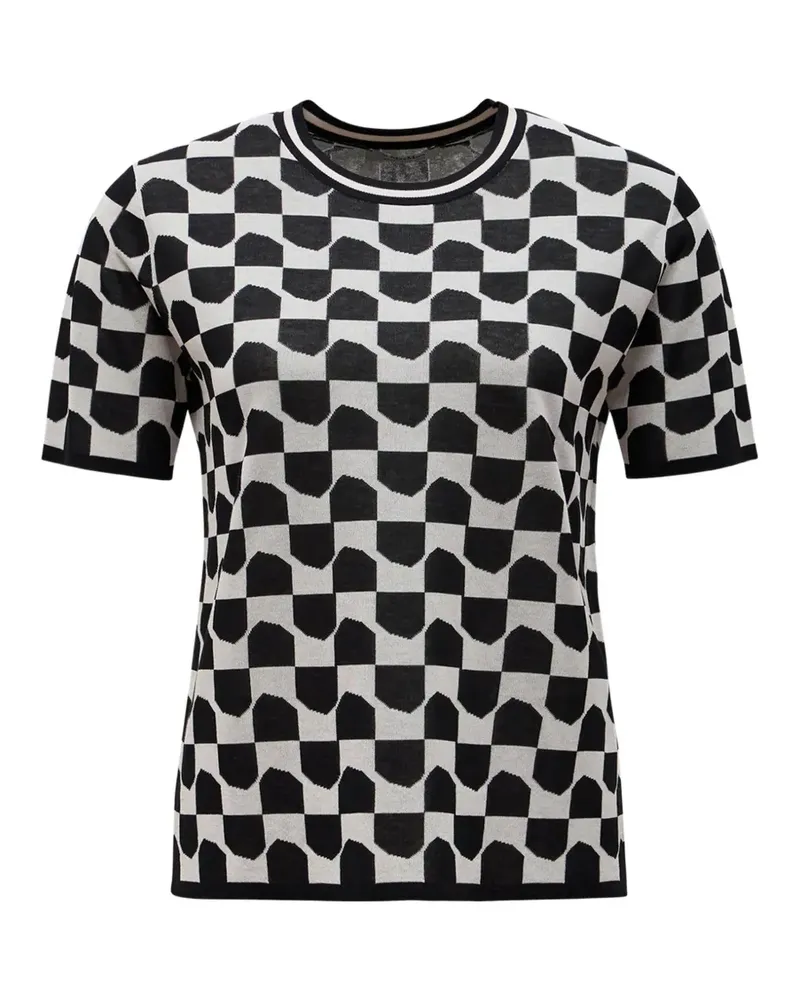 Max Mara Max Mara geometric-pattern short-sleeve cotton top - Schwarz Schwarz
