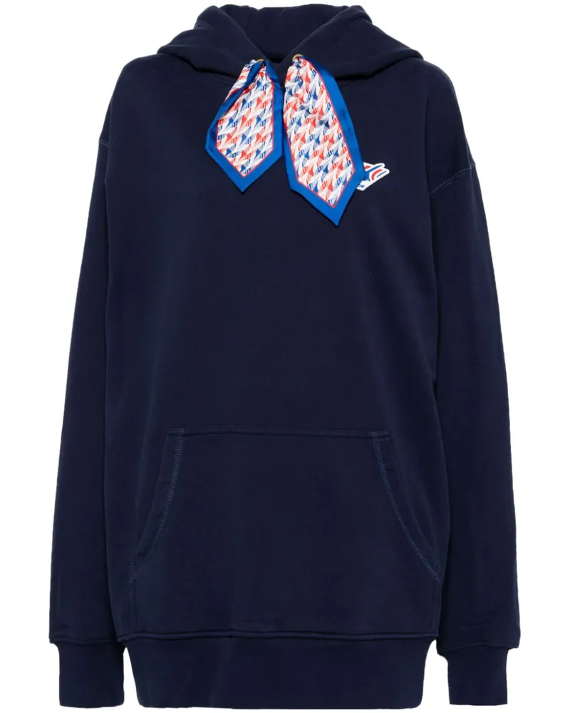 Casablanca Paris Seidenschal-Hoodie mit Logo-Patch - Blau Blau
