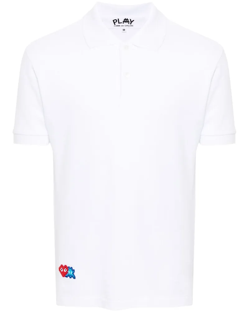 Comme des Garçons x The Artist Invader Poloshirt mit Pixel-Applikation - Weiß Weiß