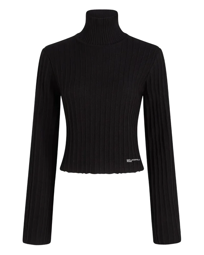 Karl Lagerfeld Gerippter Rollkragenpullover - Schwarz Schwarz