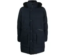 Geknöpfte Daunenjacke mit Kapuze - Blau
