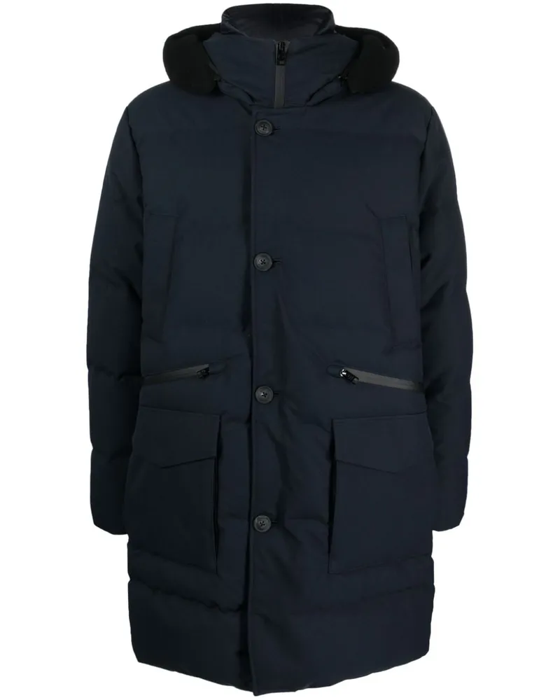 Woolrich Geknöpfte Daunenjacke mit Kapuze - Blau Blau