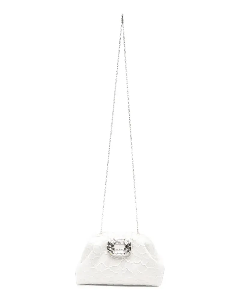 Amina Muaddi Camellia crystal-embellished clutch bag - Weiß Weiß