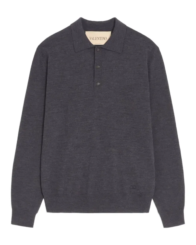 Valentino Garavani wool polo with VLogo embroidery - Grau Grau