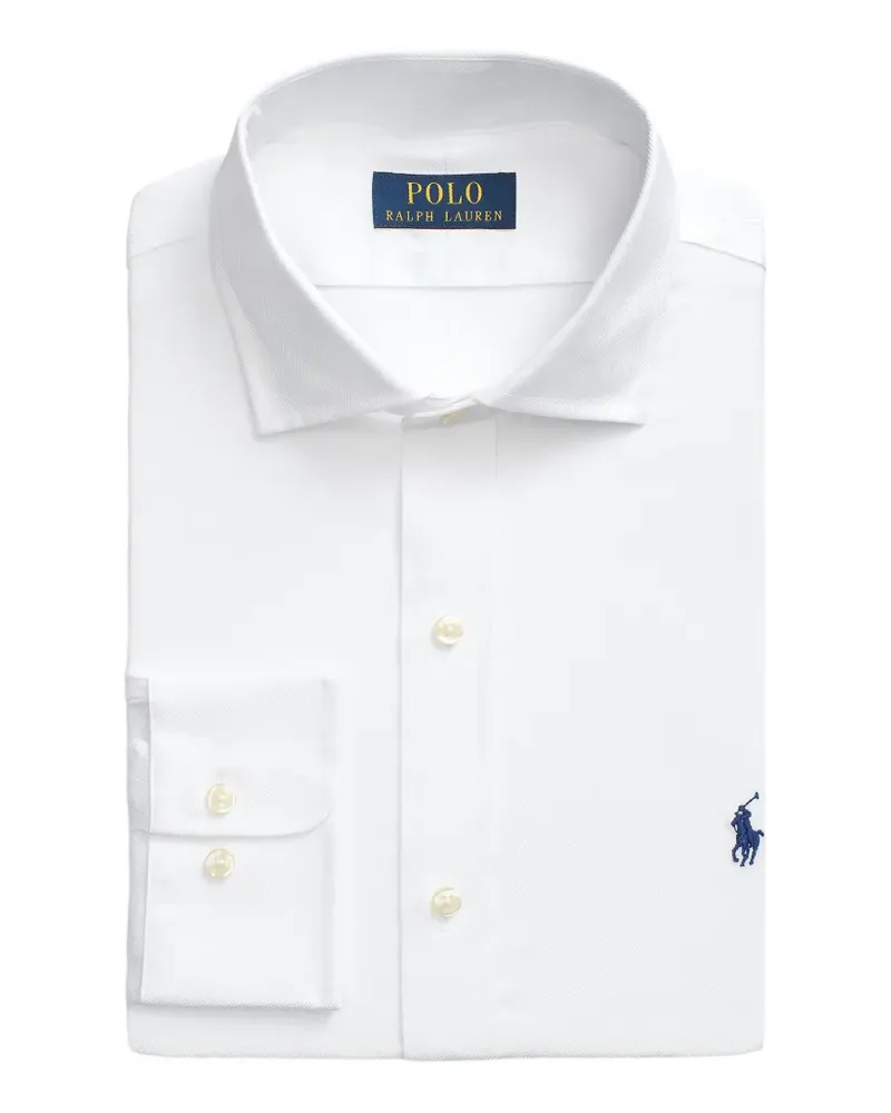 Ralph Lauren herringbone-weave logo-embroidered shirt - Weiß Weiß