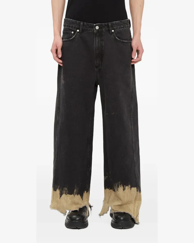 44 LABEL GROUP DMTH bleach-effect raw-cut jeans - Schwarz Schwarz