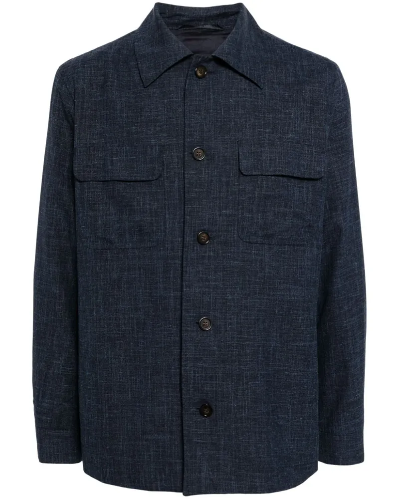 N.Peal Hemdjacke mit klassischem Kragen - Blau Blau