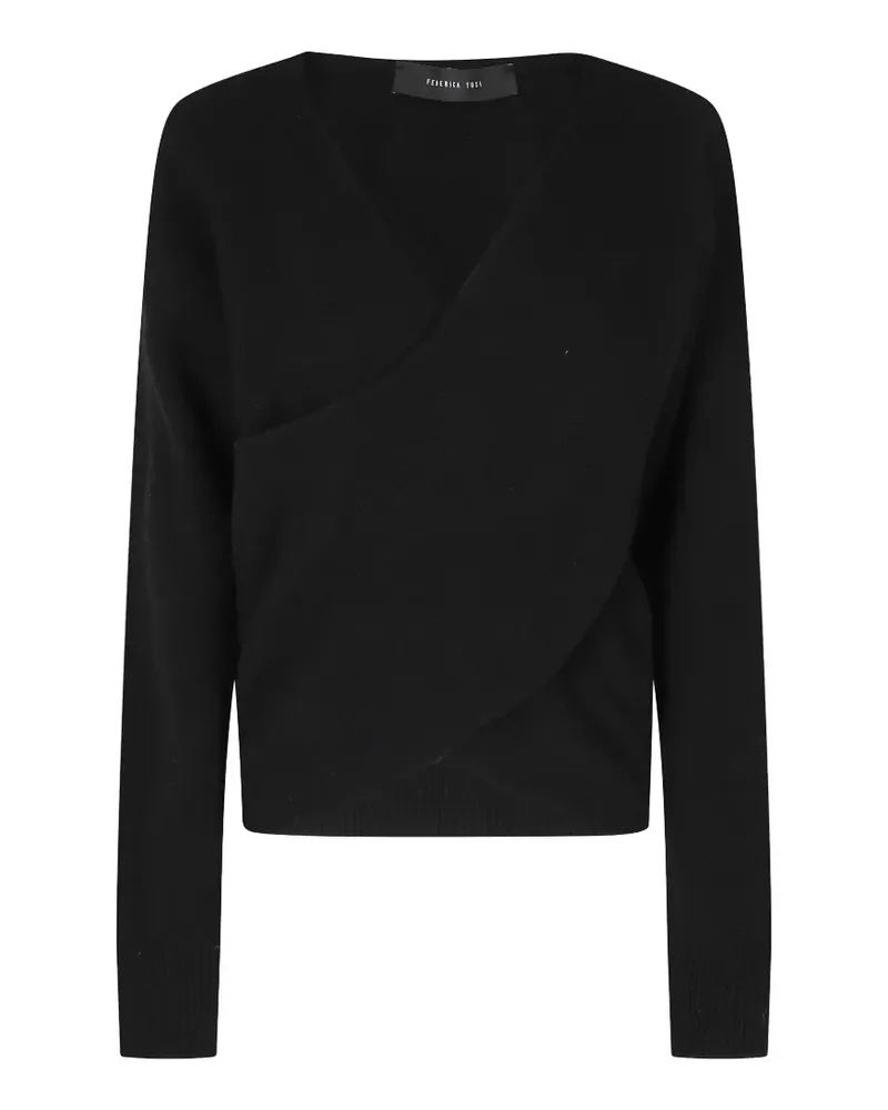 Federica Tosi wrap-style V-neck sweater - Schwarz Schwarz