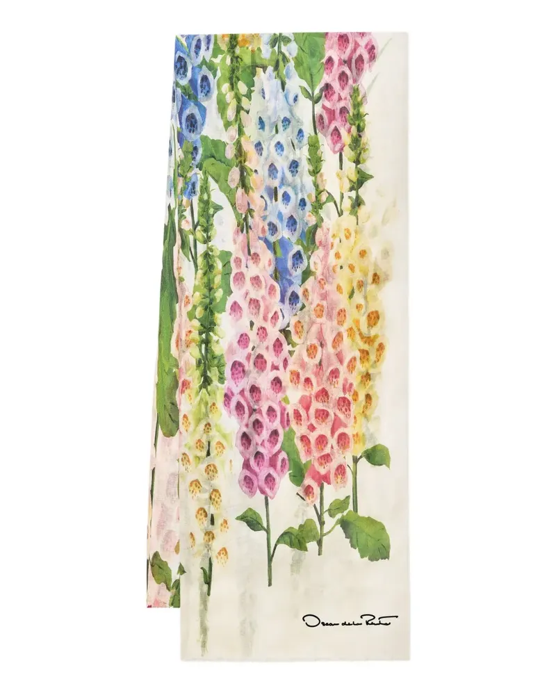Oscar de la Renta Schal mit Blumen-Print - Nude Nude