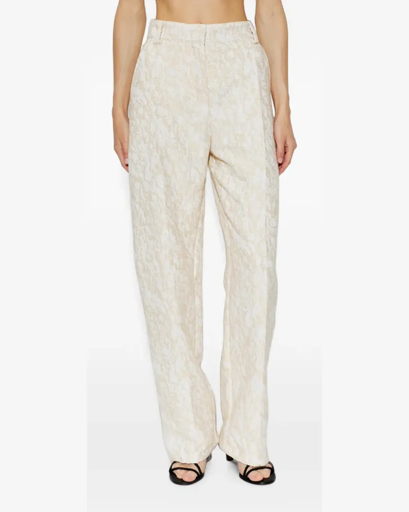 IRO textured-finish straight-leg trousers - Nude Nude