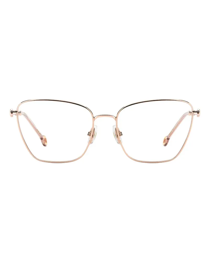 Carolina Herrera New York Cat-Eye-Brille mit Logo-Schild - Gold Gold