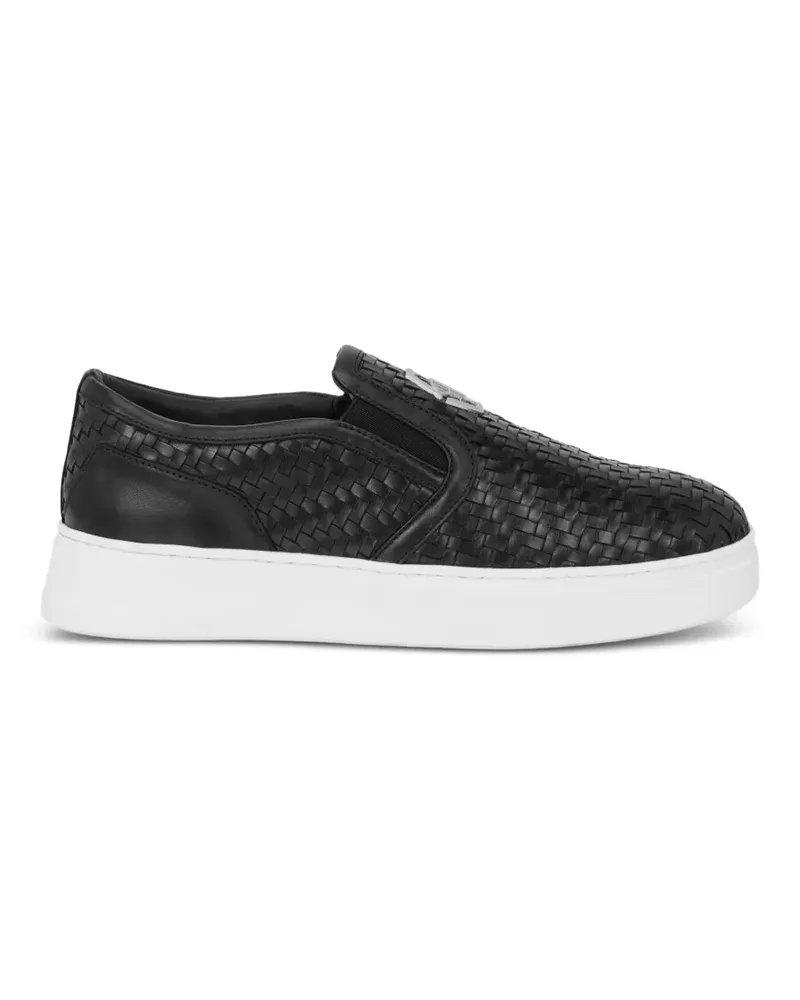 Philipp Plein Slip-On-Sneakers aus gewebtem Leder - Schwarz Schwarz