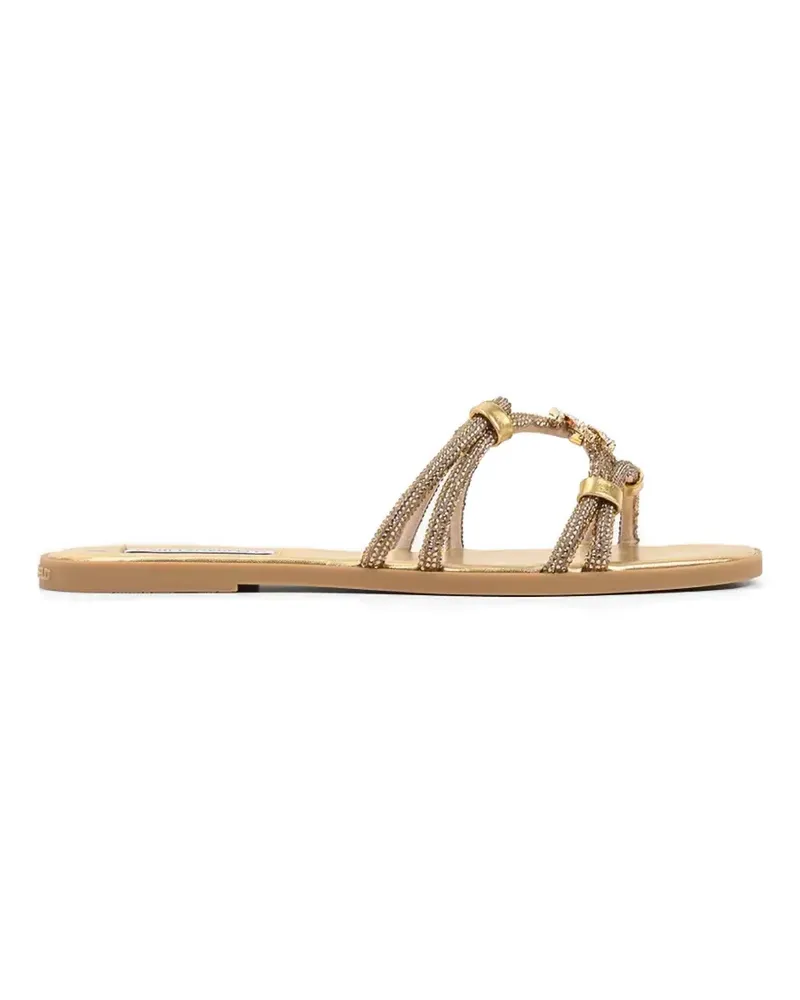 Karl Lagerfeld crystal-embellished logo-plaque sandals - Gold Gold