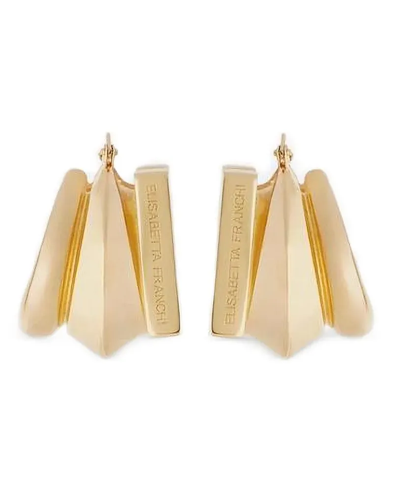 Elisabetta Franchi Ohrringe mit Logo-Gravur - Gold Gold