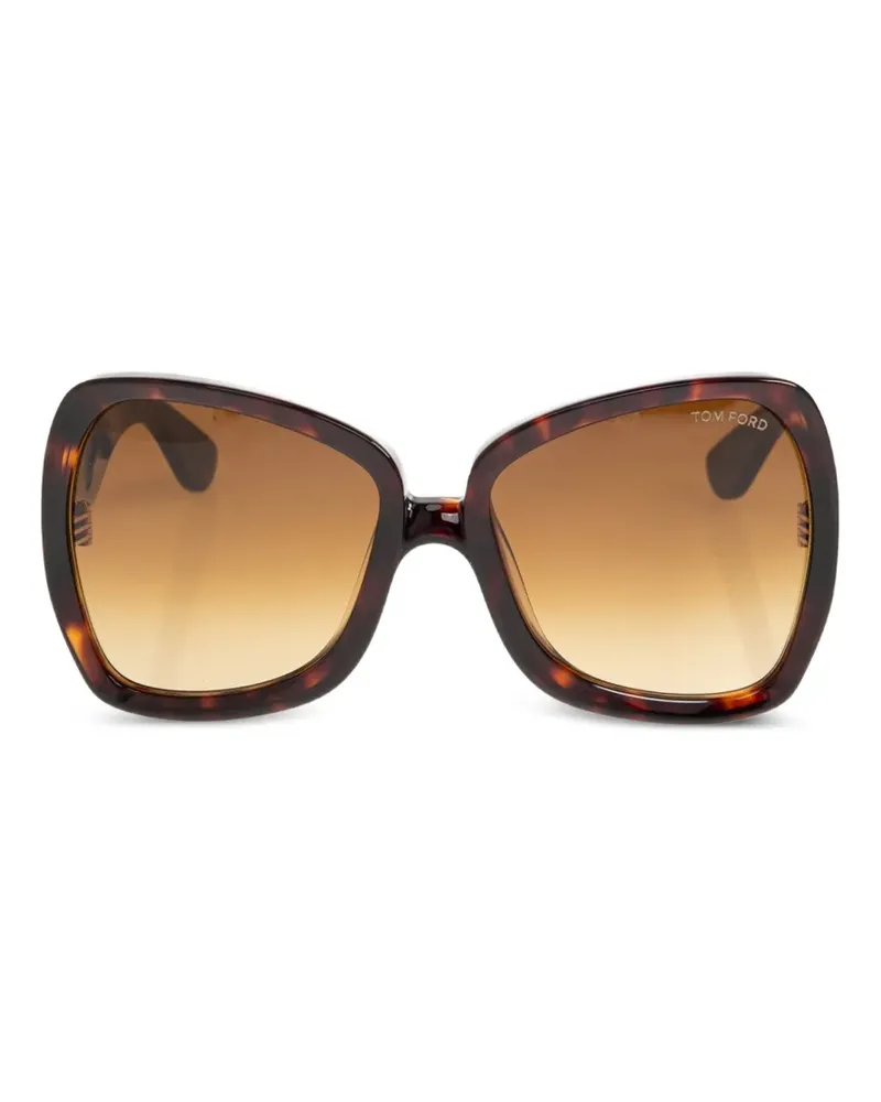 Tom Ford tortoiseshell-effect oversized-frame sunglasses - Braun Braun