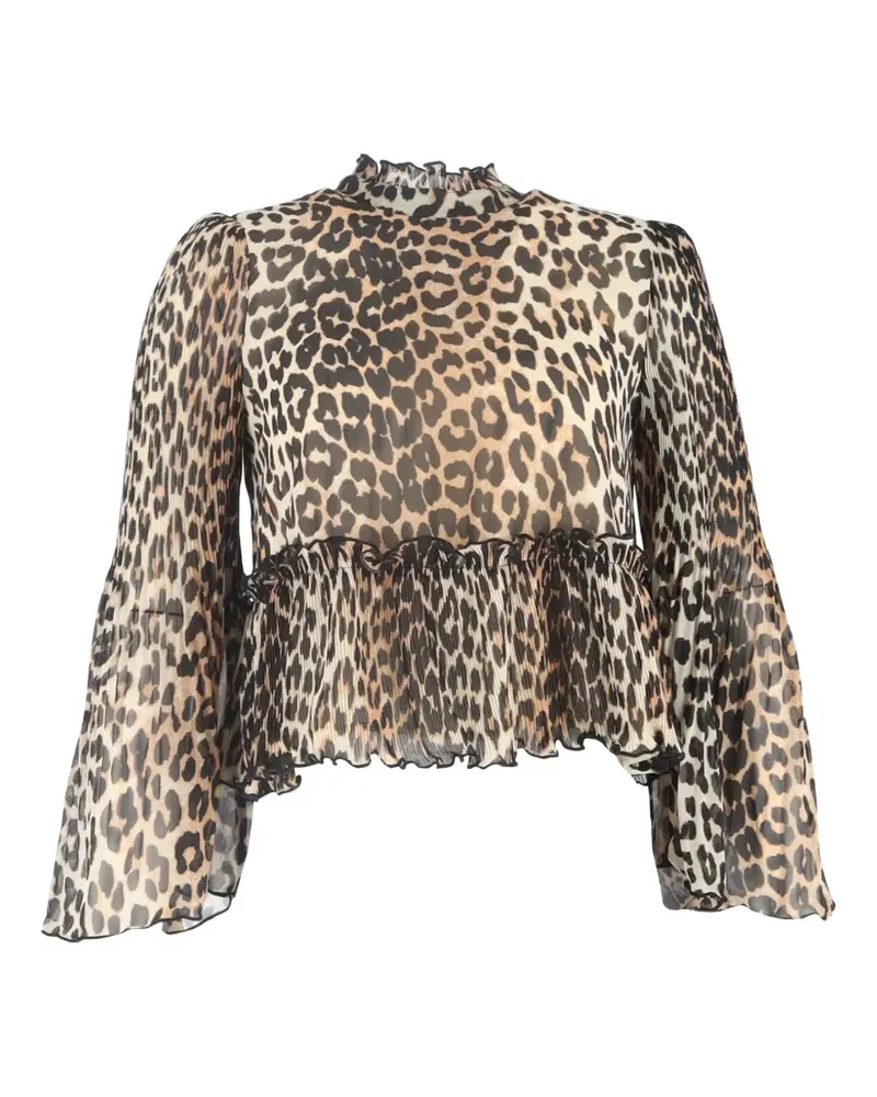 Ganni Bluse mit Leoparden-Print - Braun Braun