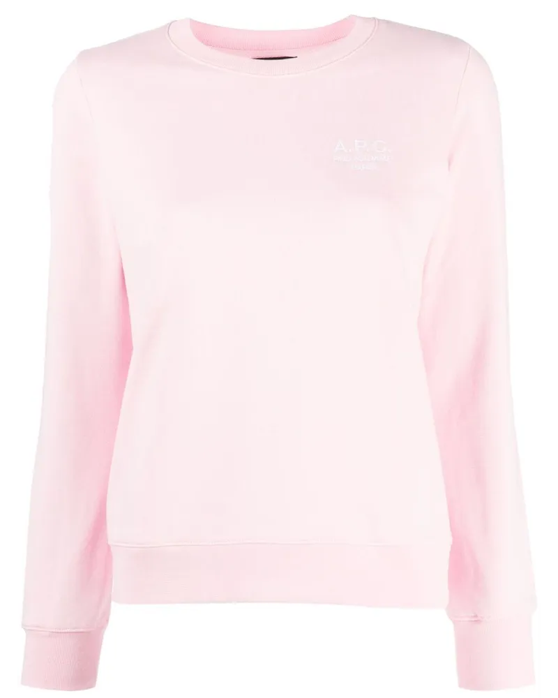 A.P.C. Langarmshirt mit Logo - Rosa Rosa