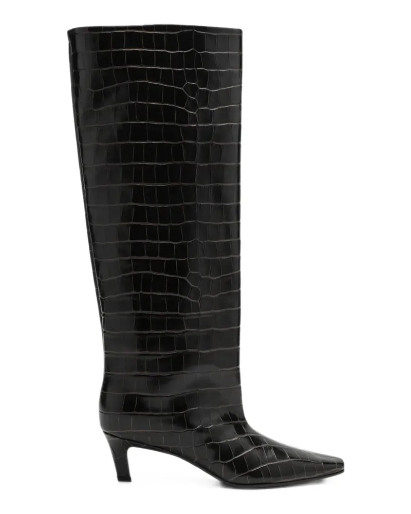 Totême Stiefel mit Kroko-Prägung in Dunkelbraun Braun