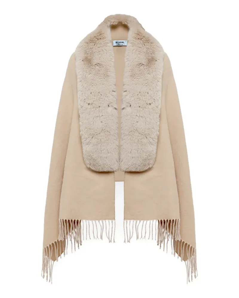 Blumarine faux-fur fringed scarf - Nude Nude