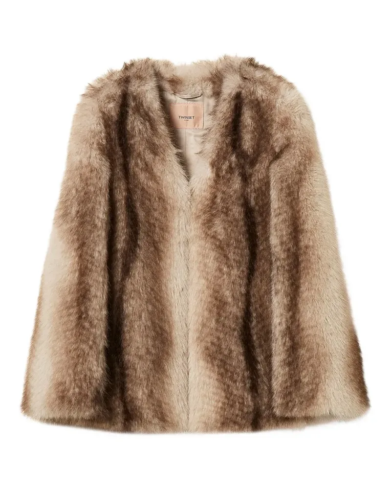 Twin-Set faux-fur cape jacket - Braun Braun