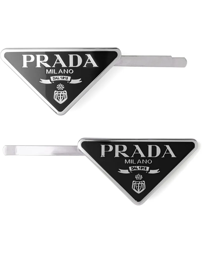 Prada 2er-Set Haarspangen mit Triangel-Logo - Schwarz Schwarz
