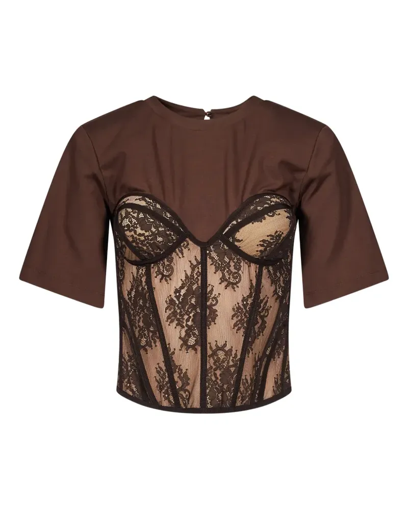 Giuseppe di Morabito Corsage-T-Shirt mit Spitze - Braun Braun