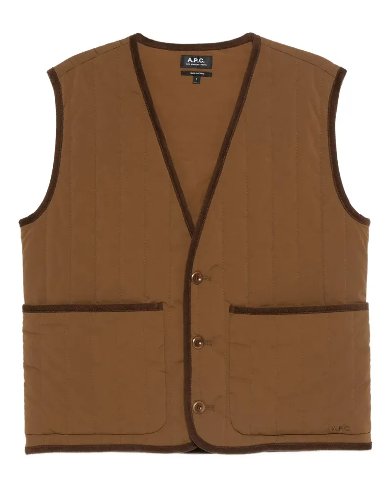 A.P.C. Gesteppte Weste mit V-Ausschnitt - Braun Braun
