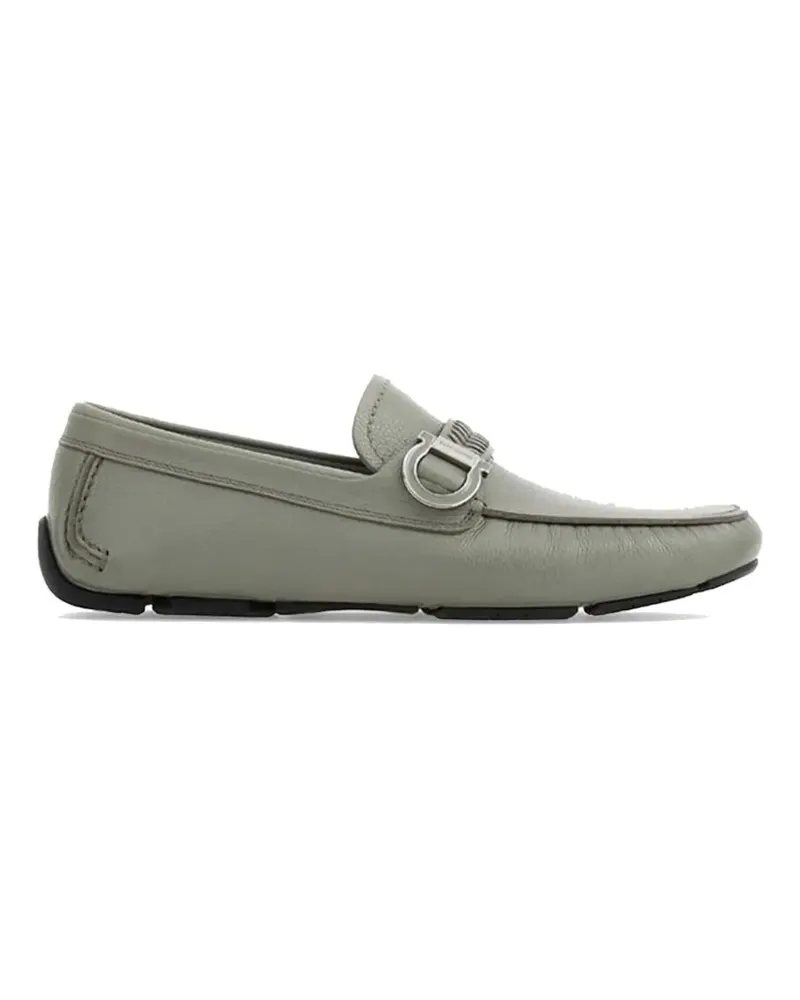 Ferragamo Gancini-plaque braided-strap loafers - Grün Grün