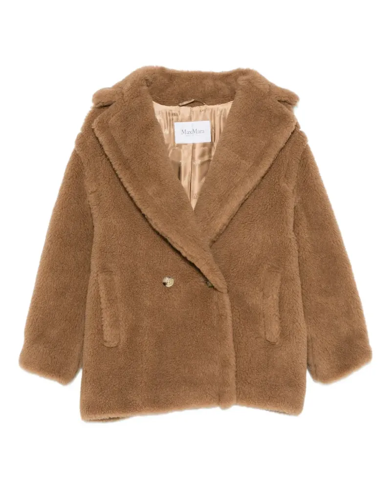 Max Mara Kurzer kamelfarbener Teddy Bear Icon Mantel - Braun Braun