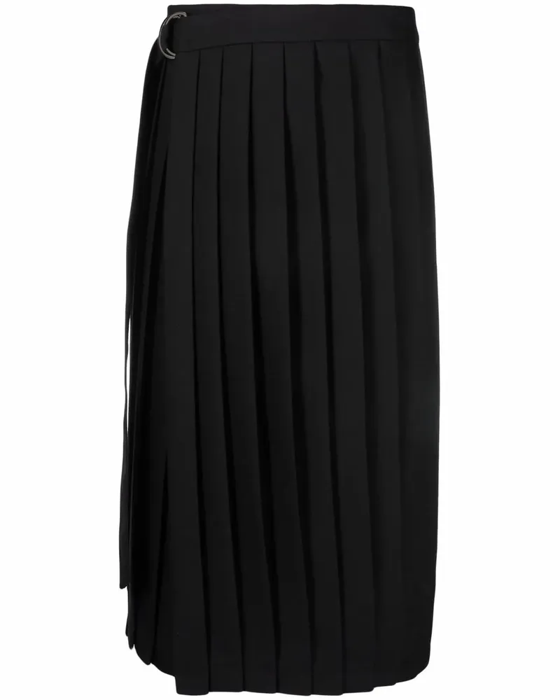 AMI Paris Mittellanger Faltenrock - Schwarz Schwarz