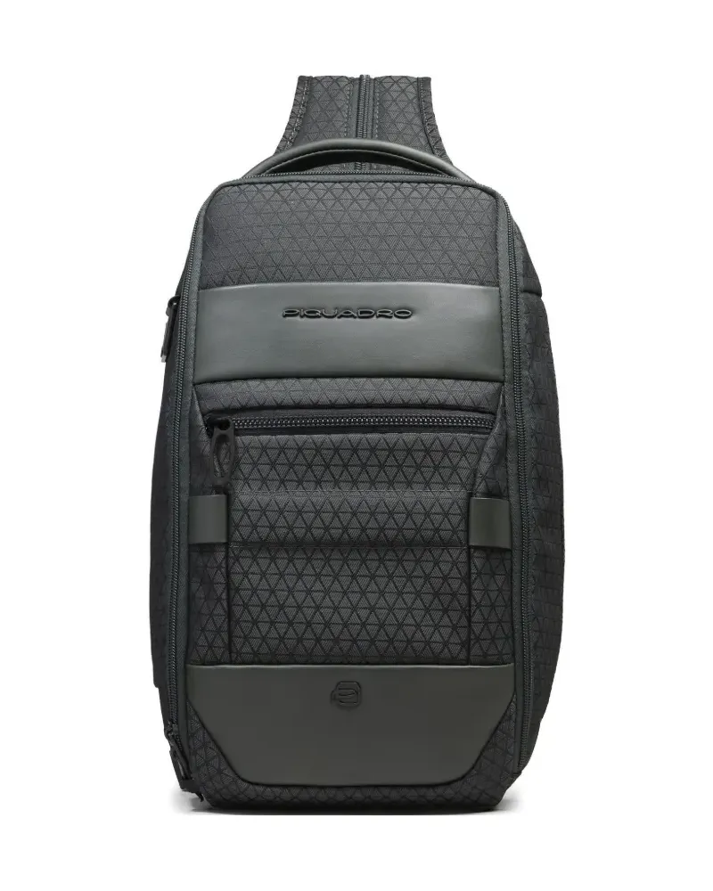Piquadro geometric-pattern two-way backpack - Schwarz Schwarz
