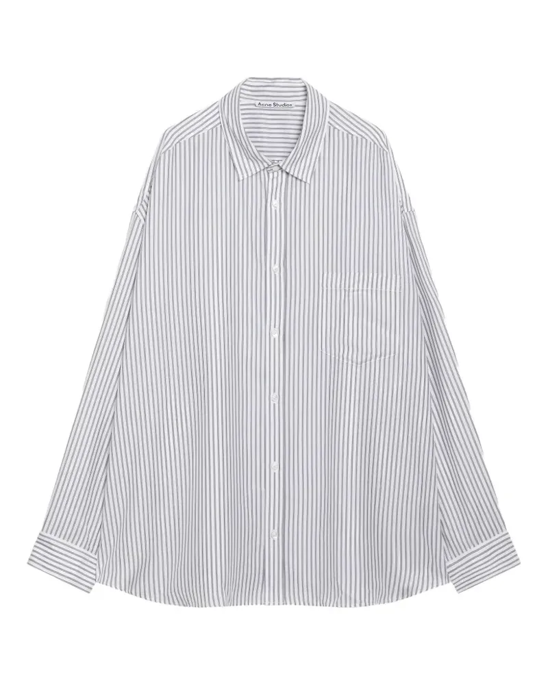 Acne Studios striped logo-patch shirt - Weiß Weiß