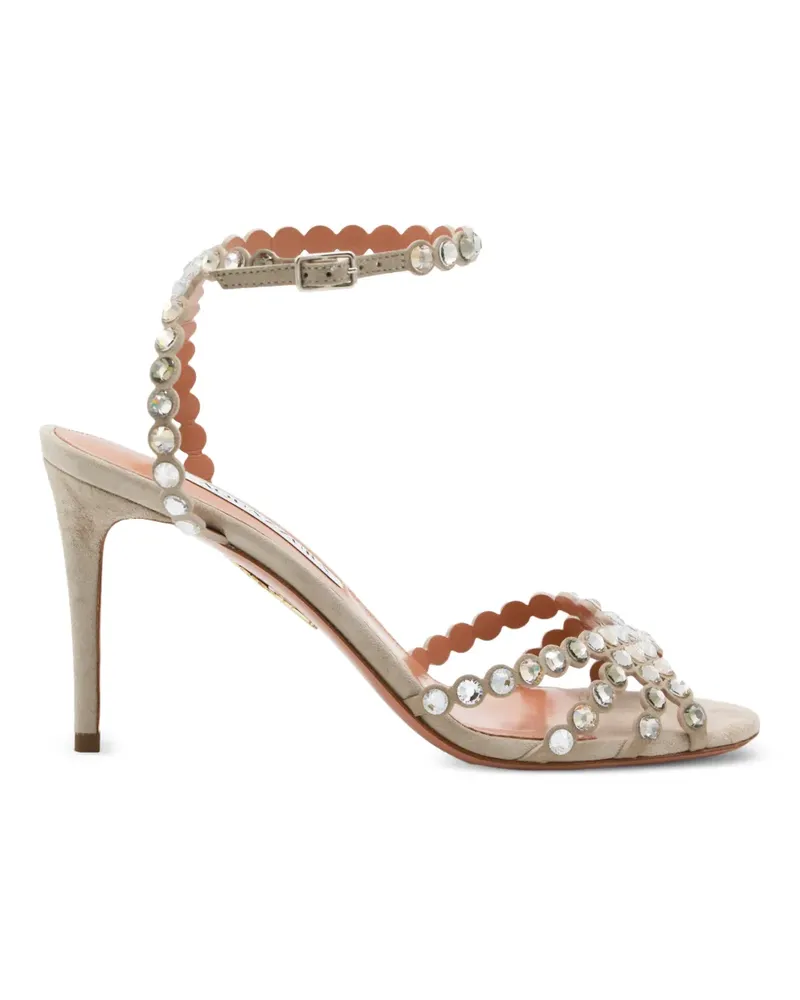 Aquazzura Tequilla crystal-embellished scalloped sandals - Nude Nude