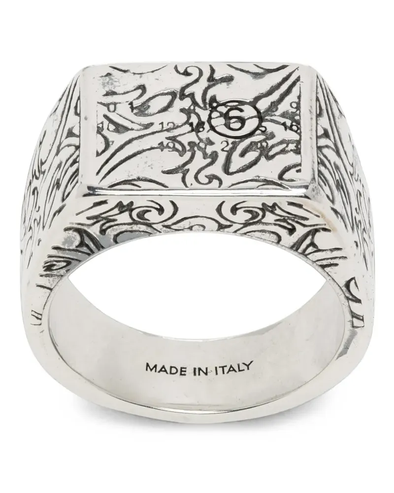 Maison Margiela Erodierter Ring mit Blumengravur - Silber Silber