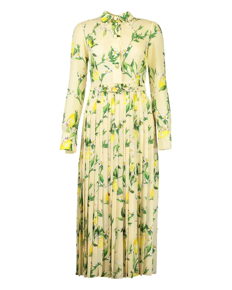Monique Lhuillier long-sleeves pleated dress - Grün Grün