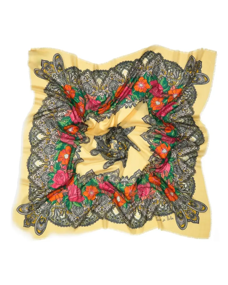 BIMBA Y LOLA Schal mit floraler Spitze - Gelb Gelb