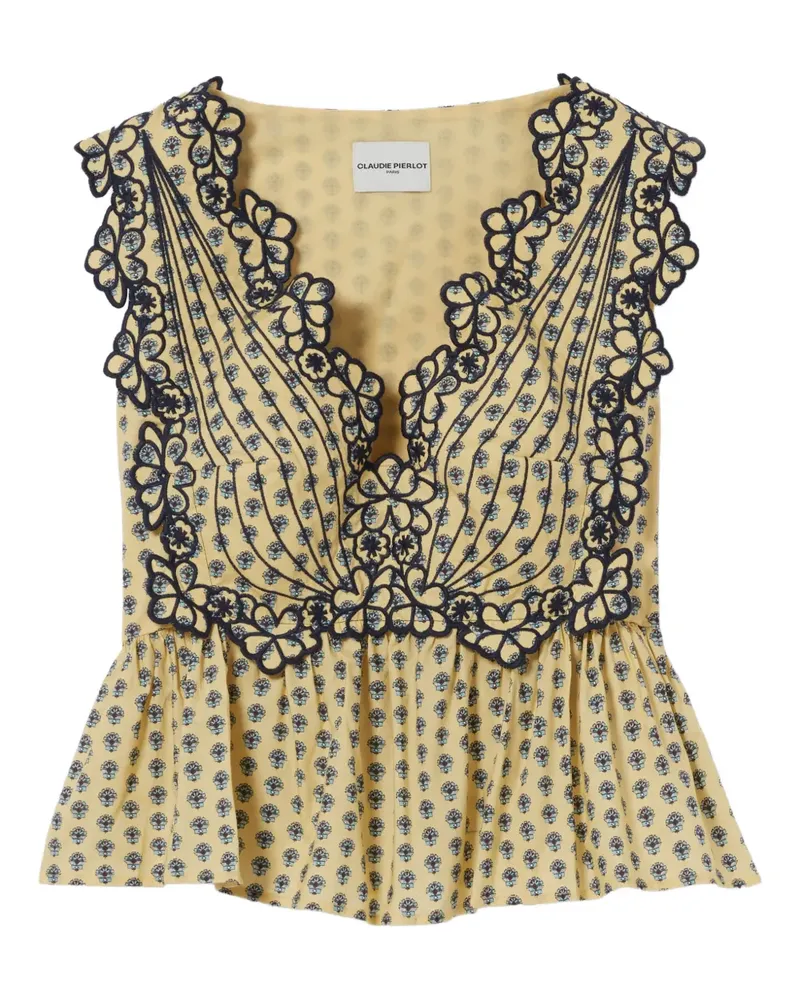 Claudie Pierlot Bestickte Bluse - Gelb Gelb