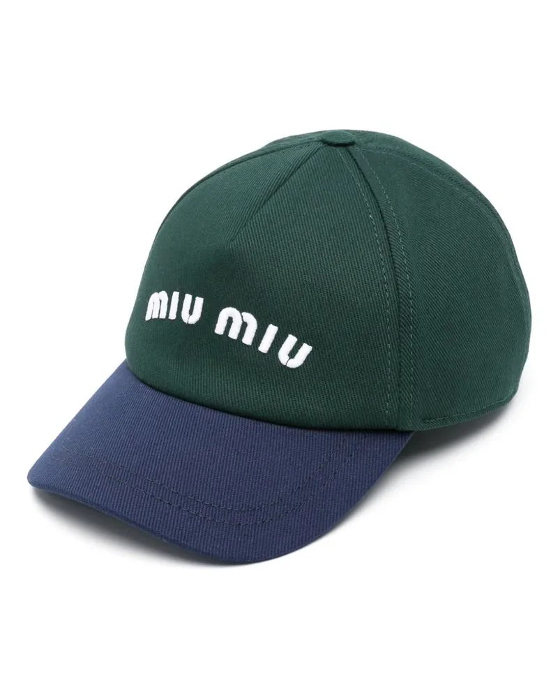 Miu Miu Baseballkappe mit Logo-Stickerei - Grün Grün