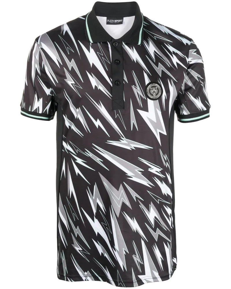 Philipp Plein Poloshirt mit Blitz-Print - Schwarz Schwarz