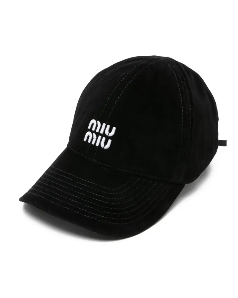 Miu Miu logo-embroidered cap - Schwarz Schwarz